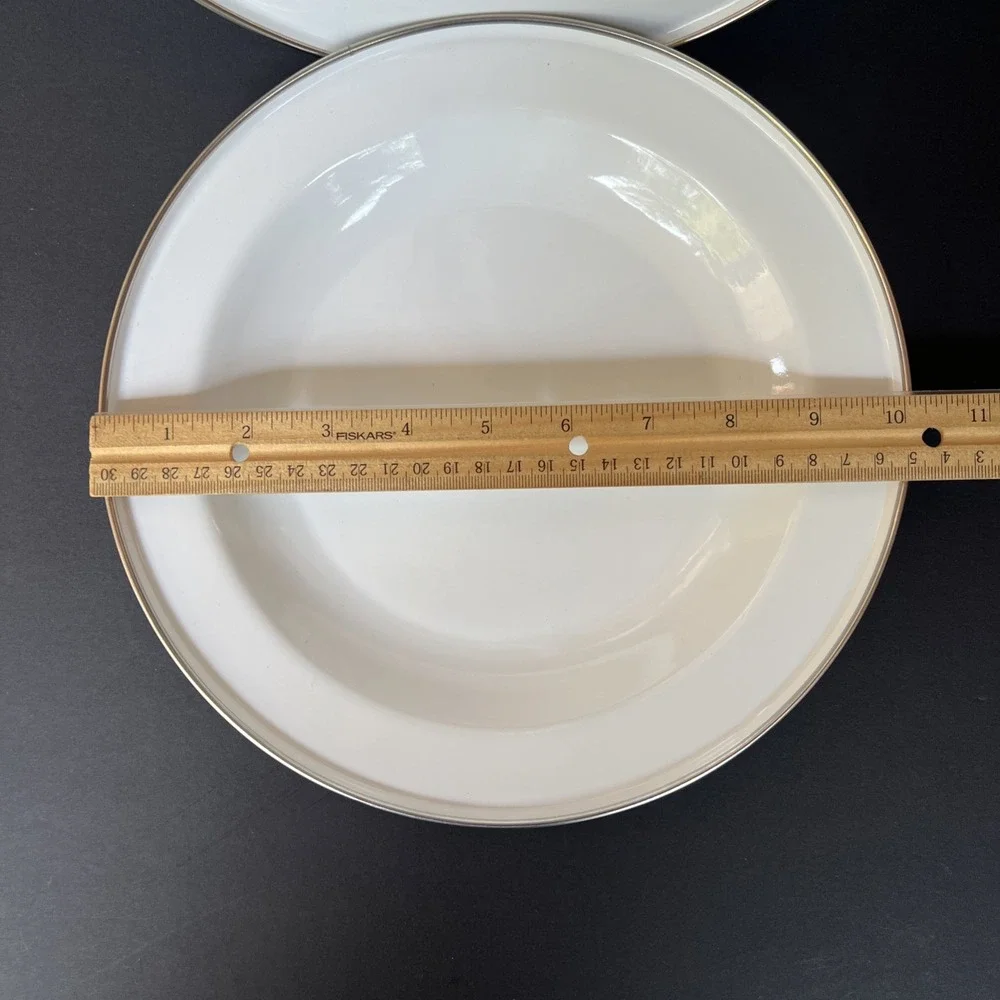 Discontinued Pottery Barn Enamelware Plates White 10